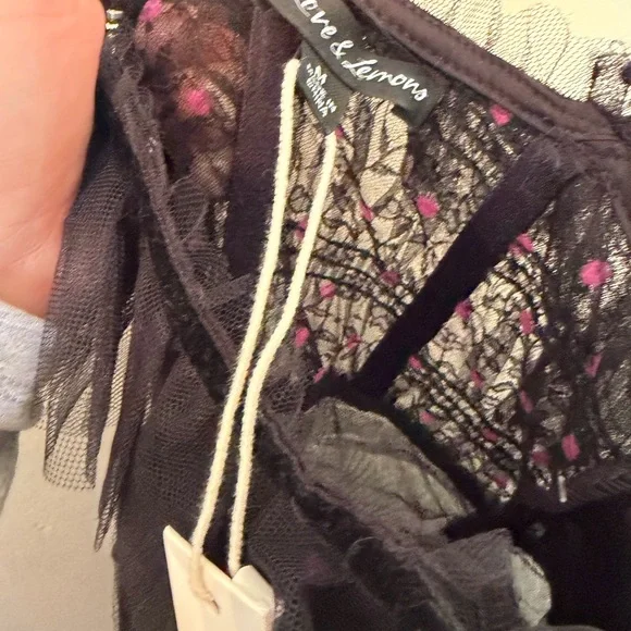 For Love & Lemons Janelle Black Maxi Dress with Pink Accents - Picture 11 of 11